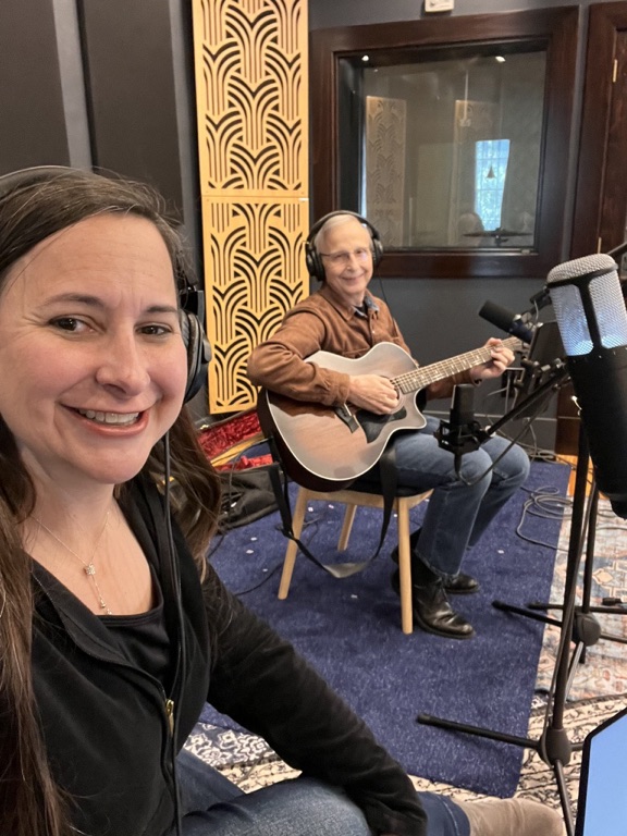 Jess and Keith recording together in the studio